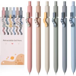 Mr. Pen- Retractable Gel Pens, 6 Pack, Black Ink, Cat Gel Pens, Cat's Tail Gel Pen Fine Point 0.5mm, Retractable Pens