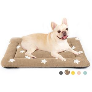 Mora Pets Dog Crate Pad Kennel Dog Bed Mat for Medium Dogs Washable Cute Star Pet Bed for Cage Ultra Soft Flat Puppy Cat Kitten Cushion for Sleeping Anti-Slip Brown 30 x 19