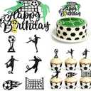 2 x 25 Pcs Soccer Cake Topper, Soccer Ball & Player Figure Cupcake Decorations for Soccer Birthday Party Sport Party Supplies