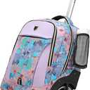 Rolling Backpack,Waterproof Backpack with Wheels for Business and Travel Commuter, Carry on Backpack with Laptop Compartment, Fit 17 Inch Laptop, Wheeled Backpack for Adults (20IN, Pink Flower)