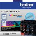 Brother Genuine LC30334PKS 4-Pack, Super High-Yield INKvestment Tank Ink Cartridges, Includes 1 Cartridge Each of Black, Cyan, Magenta & Yellow, Yield Up to 1,500 Pages/Cartridge, LC3033 (Black and Colors)