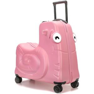 Kids Luggage, Kids Ride-on Luggage with Spinner Wheels Suitcase, Kid's Ride-On Suitcase Help Your Child Relax, Carry On Trolley with Password Lock (Pink, 20 inches)