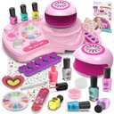 Amagoing Nail Polish Set for Girls Ages 7-12, Kids Nail Art Studio Kit, Non Toxic Quick Dry Nail Polish, Nail Dryer, Storage Desk, Glitter, Cool Girls Stuff, Birthday Gifts Ideas 8 9 10 11 Years Old
