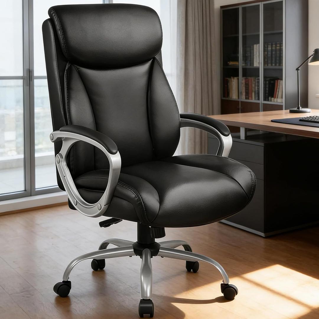 COMHOMA Big and Tall Office Chair 400LBS Ergonomic Gaming Chair with Adjustable Lumbar Support Footrest Breathable Hybrid Design for Home Office 150Reclining High Back Executive Chair for Home Office