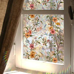 Stained Glass Window Film,Window Privacy Films,Rainbow Glass Decals Stickers for Home Anti UV17.7" x 43.3"