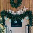 5 Pcs Christmas Crystal Beaded Snowflake Ornaments 3.2 Inch Clear Acrylic Pearls Beaded Hanging Ornaments Kits Christmas Tree Decorations for Winter Party Indoor Home Decorations(Blue)