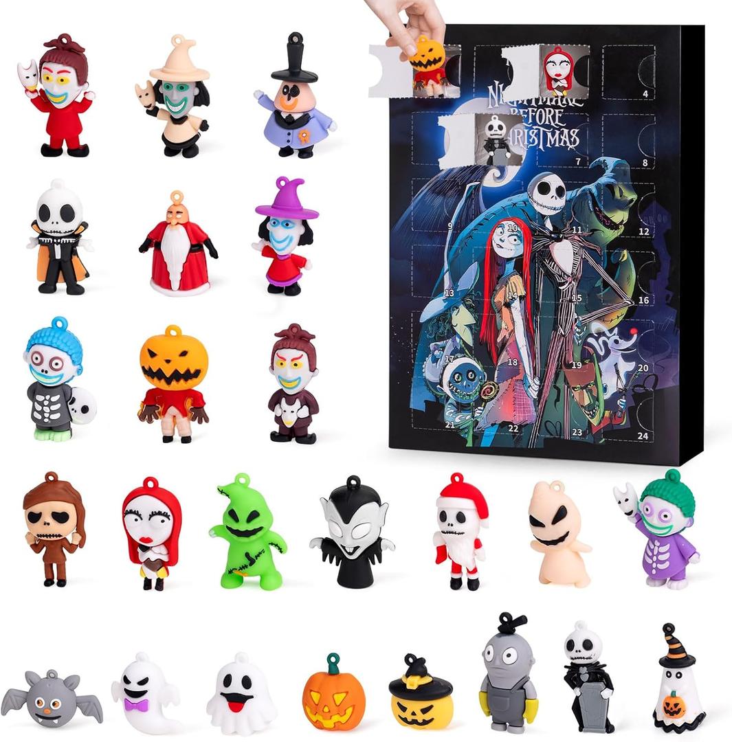 Nightmare Christmas Advent Calendar,Advent Calendar 2025,with 24 Collectible for Kids Adult Boys Girls,Christmas Ornament Countdown Calendar Xmas Gifts Stocking Stuffers