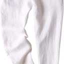 Tanming Linen Pants for Women Summer Casual High Waisted Drawstring White Beach Pant (X-Large)