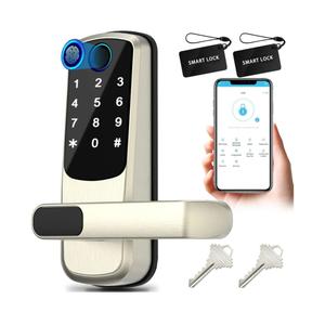 Smart Door Lock with Handle,Fingerprint Exterior Locks,Smart Locks for Front Door/Bedroom/Office,Electronic Digital Keypad Smart Lock,Auto Locked & App Control(Silver)