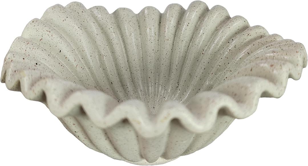 Small Decorative Bowl decor, Scalloped Pedestal Bowls for Modern Home Decor,Ruffle Decor,Stylish Key Bowl for Entry Table,Decorative Fruit Bowl for Kitchen Counter,Light Gray (6inch)