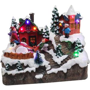 Christmas Village Rocking Seesaw - Animated Pre-lit Winter Snow Town - Perfect Addition to Your Indoor Holiday Decorations & Snow Village Display