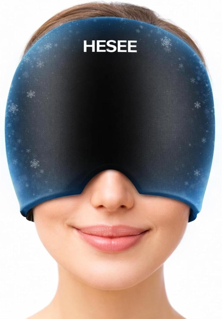 Migraine Relief Cap, Headache Relief Hat for Migraine Cap, Hot and Cold Therapy, Headache Eyes Mask for Stress Relief, Ice Pack Head Wrap for Sinus, Puffy Eyes, Tension, Black