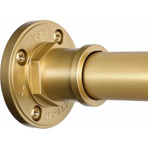 BRIOFOX Industrial Shower Curtain Rod - 2-in-1 Design Tension Curtain Rod - Rustproof Non-Slip 43 to 72 Inch Metal Steel, Frosted Gold Painted Window Curtain Rod