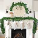 Hananona 9 Ft 2 Pcs Artificial Norfolk Pine Garlands, Realistic Pine Garland, Green Artificial Greenery Garland for Table, Mantle, Wall, Indoor, Outdoor Winter Christmas Decorations (2, 9 FT)