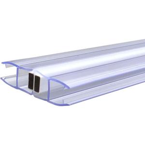 Universal 180 Degree Shower Door Magnetic Profile Seal for Glass-2-Glass Applications - 73" Long with White Magnet for 5/32", 3/16", 1/4" or 5/16" Glass - Pack of 2