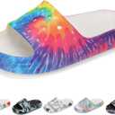 Kids Cloud Slides Boys Girls Non Slip Slip On Shower Sandals, Comfort Slippers for Summer, Pool, Beach, and Water Activities (8 Toddler, Rainbow)