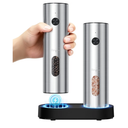 Ringco Electric Salt and Pepper Grinder Set with Charging Base, Rechargeable Salt and Pepper Mill with Adjustable Coarseness, LED Light, 110ml Large Capacity for Kitchen, Outdoors, Gifts for Women