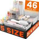 A-LuGei 46PCS & 5Sizes Clear Drawer Organizer,Hold 277 Items Makeup Organizer, Bathroom Organizers and Storage, Organization and Storage, Organizer Bins for Office Vanity Kitchen Tool Trays