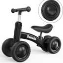 BABELIO Baby Balance Bike for 1 Year Old Boys Girls, 10-36 Month Toddler Balance Bike, 4-Wheel Off-Roader Design, Adjustable Seat & Handlebar - Black