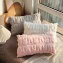 Cute Plush Pillow Covers 12x20 inch Set of 2 Easter Rabbit Fall Throw Pillow Cases Soft Lumbar Cushion Case for Sofa Bedroom Holiday Festivals Home Decor Pink
