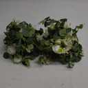 Der Rose 2 Pcs 13Ft Artificial Eucalyptus Flower Garland with Fake Rose Flower Vine Seeded Eucalyptus Leaves Greenery Garland for Wedding Table Runner Backdrop Party Centerpiece Room Decor (White) (White 2 Pcs)