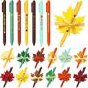 Pasimy 24 Set Thanksgiving Sticky Notes and Pens Set Classroom Gifts Fall Party Favors Fall Pens Pumpkin Maple Leaf Acorn Shaped Notepads Ballpoint for School office Supplies(Pure Color, Maple Leaf)