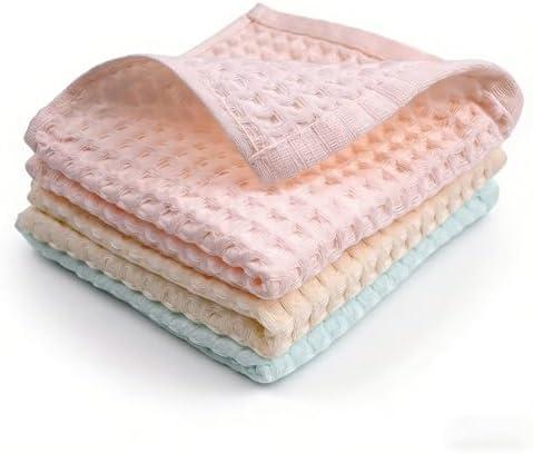 Waffle Weave Dish Towels, 3 Pack 100% Cotton Dish Drying Kitchen Towels, Soft & Absorbent Cotton Waffle Weave Cloths, Quick Drying Hand Towels for Cleaning, Light Color Sets, 13 x 13 Inches