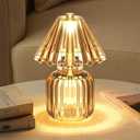 Small Battery Operated Lamp with Timer, Tiny Cordless Glass Table Lamp for Home Decor, Kitchen, Bathroom, Birthday Gift for Women, Jelly Amber