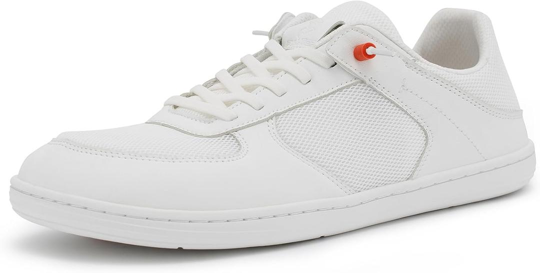 Pulltop Barefoot Wide Toe Box Shoes for Men - Minimalist Barefoot Dress Shoes Sneakers Zero Drop Slip on Walking Non Slip Shoes for Men White MESH Size 14 Wide