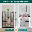 Fairy Baby 40.5" Extra Tall Baby Gate for Stairs, Fits Openings of 40.6" to 54.7" Wide, Extra Wide Dog Gate Indoor, Pressure Mounted Walk Thru Swing Auto Close Metal Puppy Barrier for Doorway, Black