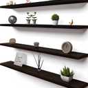 48 Inch Brown Wood Floating Shelves for Wall Rustic Wall Shelf for Bedroom Living Room Set of 4, 48Incn