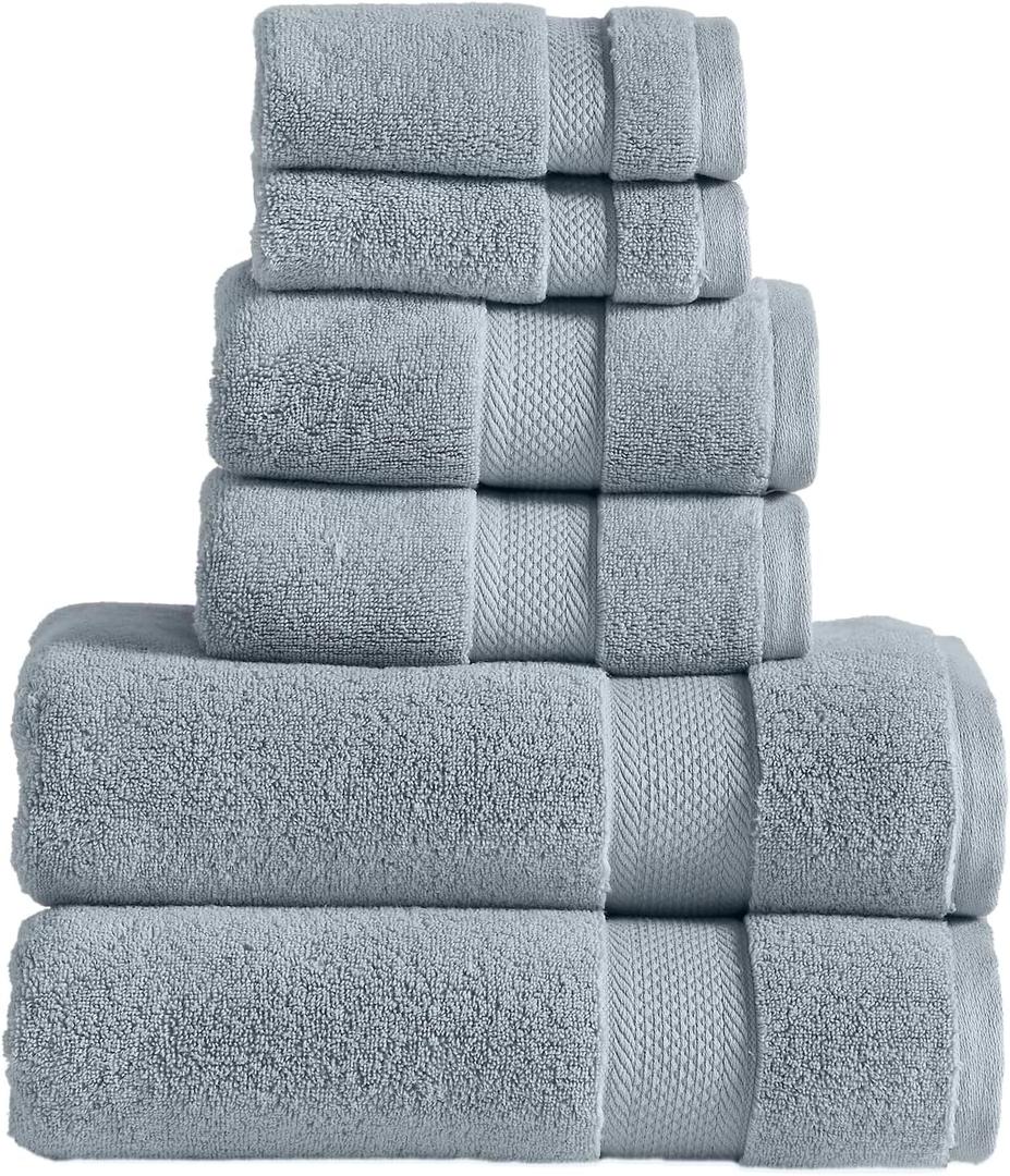 Modern Threads Luxury 6-Piece Quick-Dry Towel Set  Plush & Ultra-Absorbent for Spa-Like Experience, Smoke (Small)