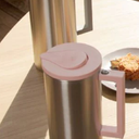 Stainless Steel Water Pitcher, 1800ml Thermal Coffee Carafe with PP Lid, Hot & Cold Drinks Pitcher Water Jug with Handle for Tea, Coffee, Hot Chocolate, Soups, Milk Tea, Pink, 3.9x8.7inch, Pack of 2