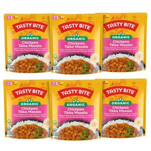 Tasty Bite Organic Chickpea Tikka Masala, Ready to Eat, Microwavable Entre, Vegan, 10 Ounce (Pack of 6) (EXP 06/30/27)