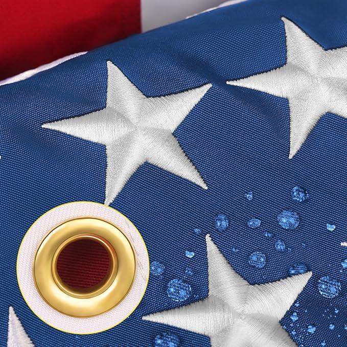 American Flag 3x5 Outdoor Heavy Duty, 100% in USA TearProof Series for Outside Flag, Non Fading American Flags for Outside 3x5, The Strongest Longest Lasting Thicken Cloth Tough Durable 3 x 5 Ft USA Flag, All Weather US Flag High Wind with