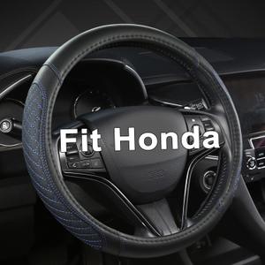 West Llama Customized Auto Car Steering Wheel Cover for Honda Accord CR-V HR-V Pilot Civic(Diamond Quilted -Black+Blue-Standard Size)