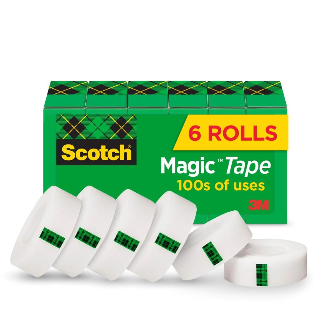 Scotch Magic Tape, Invisible, Home Office Supplies and Back to School Supplies for College and Classrooms, 6 Rolls