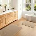 JIUZHEN Set of 2 Waffle Bath Mats Boho Non Slip Bath Rugs Washable Bathroom Rugs Super Absorbent Waffle Mats Ultra Soft Fast Drying Mat for Bathroom Floor, Tub, 16" x 24" +20" x 32", Brown