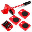 Furniture Lift Tool Set, Upgrade Furniture Movers Sliders Furniture Lifter Tool,Furniture Movers with Adjustable Height Lifting Tool Lever & 4 Wheels, Mover Dolly Sliders Tool (Red)
