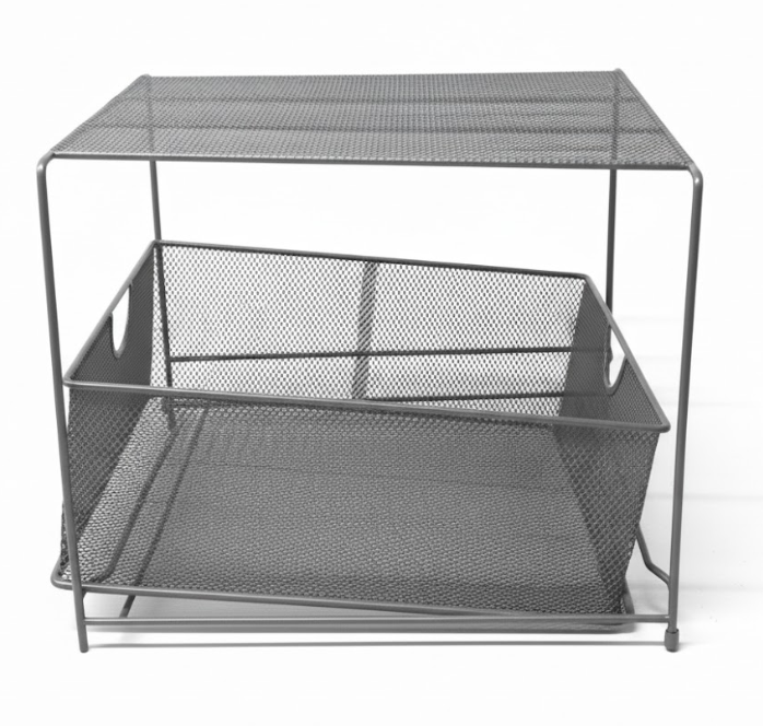 Amazon Basics Mesh Sliding Basket Organizer, Silver, Brand New