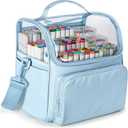 Rexmica Large Marker Organizer Case for 180 Markers, Marker Storage Bag for Markers, Paint Brushes, Colored Pencils or Other Art Supplies with Dividers and Shoulder Strap (Blue)