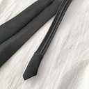 2 x Pre-tied Adjustable Necktie Narrow Necktie with Zipper，42cm Black Narrow with Zipper Trendy Unisex Casual Business (Black)