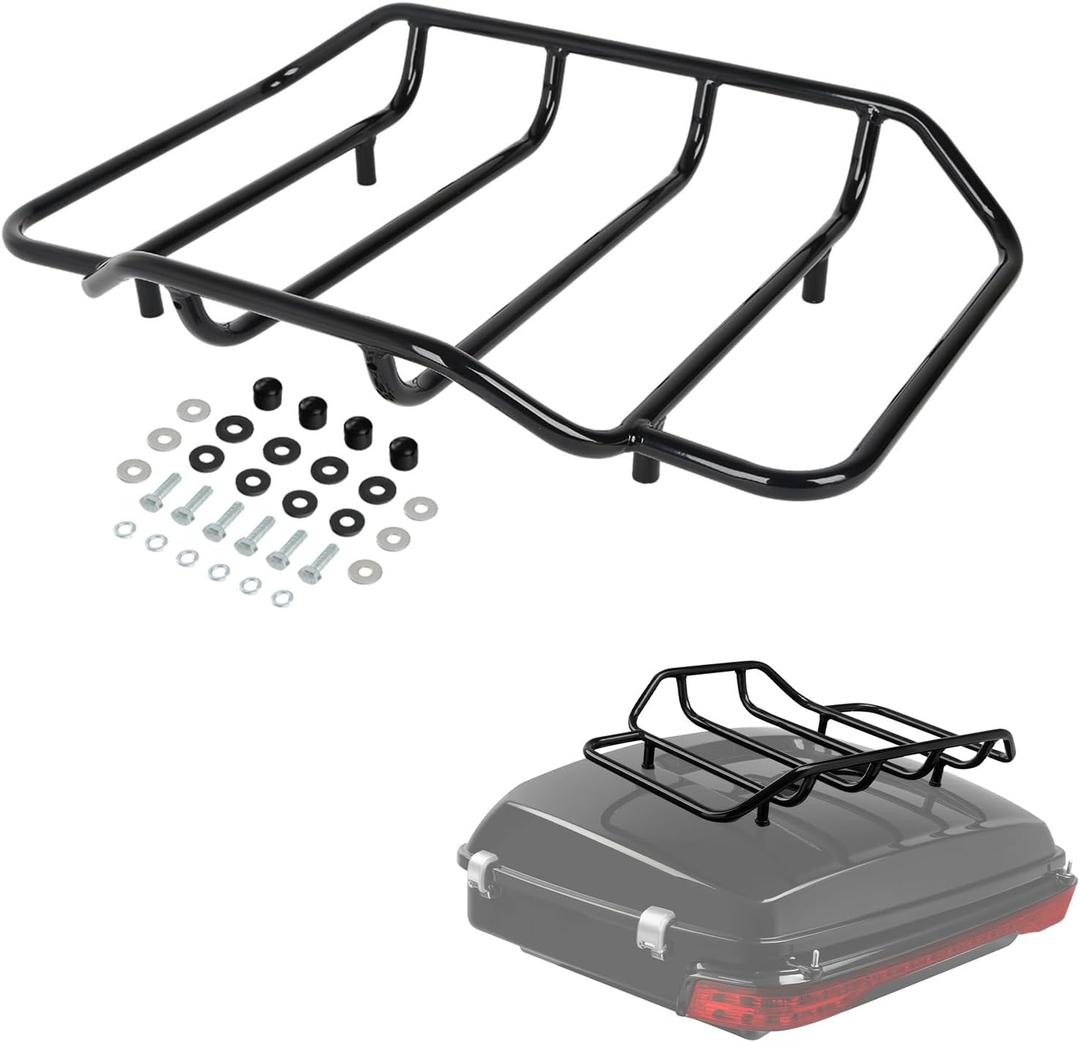 TCMT Black Trunk Luggage Rack Trunk Rail Rack Fit for Harley 1984-2025 Touring CVO Road King Street Glide Electra Glide Road Glide 2014-2024 Ultra Limited 2009-2022 Tri Glide Pack