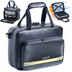 5200 Fireproof Document Organizer - Large Fireproof Bag with 20 Pockets - Locking Document Safe for Home and Office (Black)
