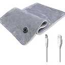 Portable 5V Electric Heat Pad, Travel Heat Pads for Car Airplane, USB Heating Pad with 3 Heat Settings and Auto Shut-Off, Machine Washable, LED Controller, Gifts for Women, Men (Gray)