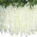 ZINHO 60 Branches Wisteria Hanging Flowers, 4PCS Artificial White Wisteria Flowers Garland for Wedding Arch Ceremony Party Garden Home Backdrop Decor