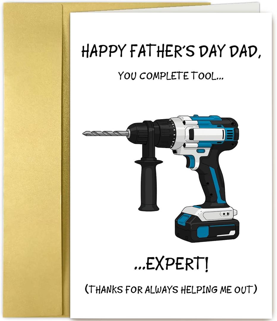 3 x Goroar Funny Tool Expert Father's Day Card for Dad, Hilarious Fathers Day Card for Handyman, Thanks for Always Helping Me