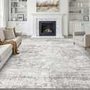 LOONGRUG 7x9 Area Rug Washable Neutral Modern Living Room Rug Gray Beige