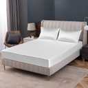 Homiest White Satin Fitted Sheet - Full Size, Deep Pocket, Luxury & Ultra Soft Bedding