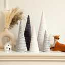 Hoolerry 5 Pack Velvet Christmas Tree Set Gray Xmas Velvet Tree Modern Winter Centerpiece Ornaments for Holiday Entryway Tabletop Farmhouse Wedding Christmas Decorations(Stylish Colors)